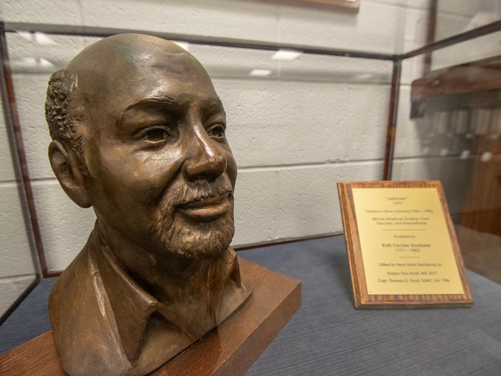 A bust of Oliver LaGrone