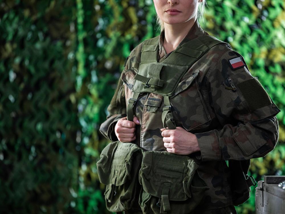 A woman soldier in military gear