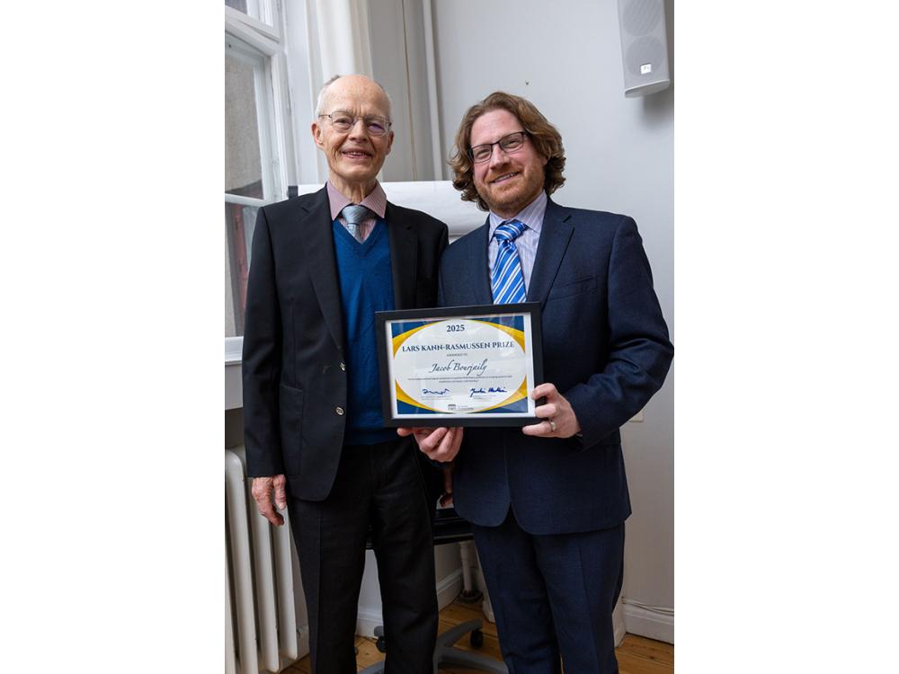 Jacob Bourjaily presented with prize by Lars Kann-Rasmussen