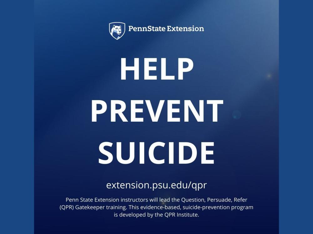 Help Prevent Suicide poster from Penn State Extension