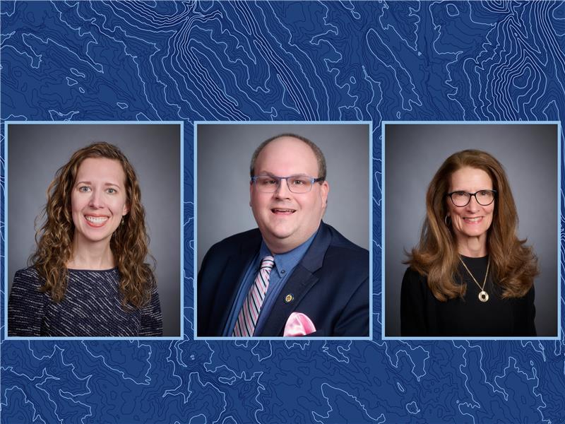 headshots of three alumni award recipients