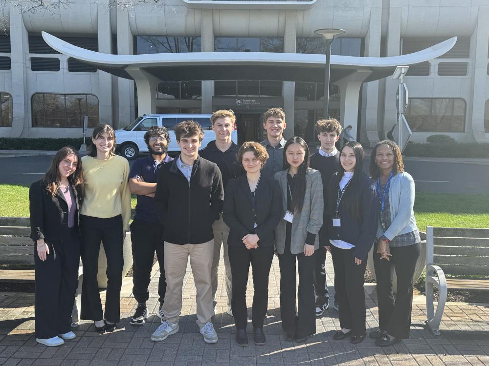 The Schreyer Medical Team outside of Penn State College of Medicine