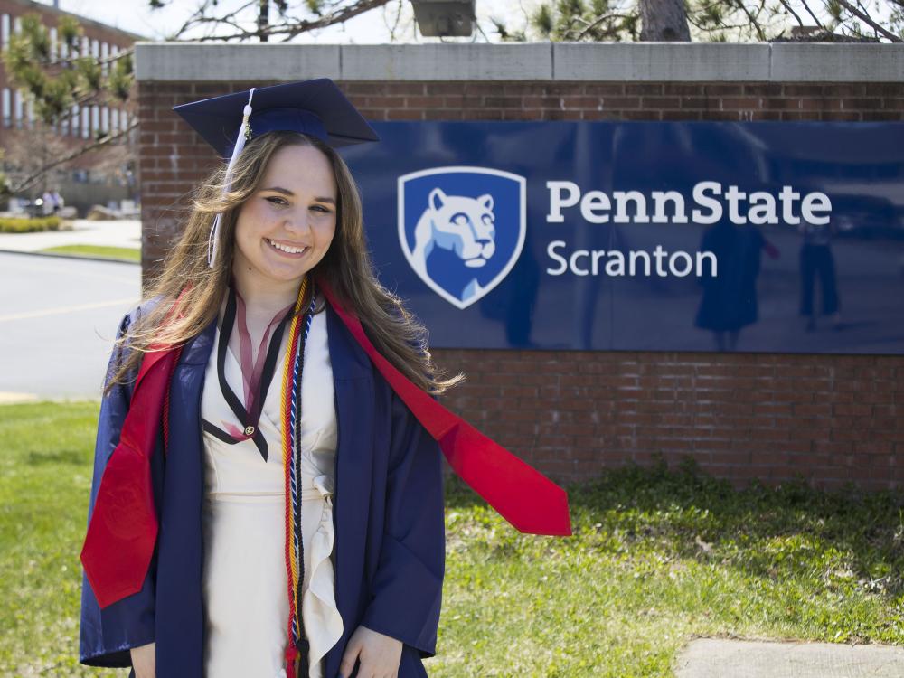 Student wearing commencement regalia