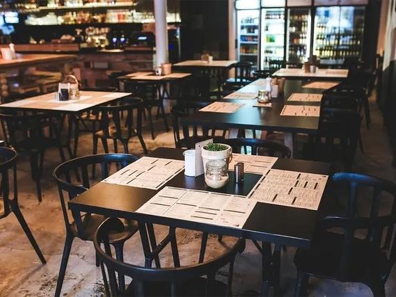 empty tables in a cafe