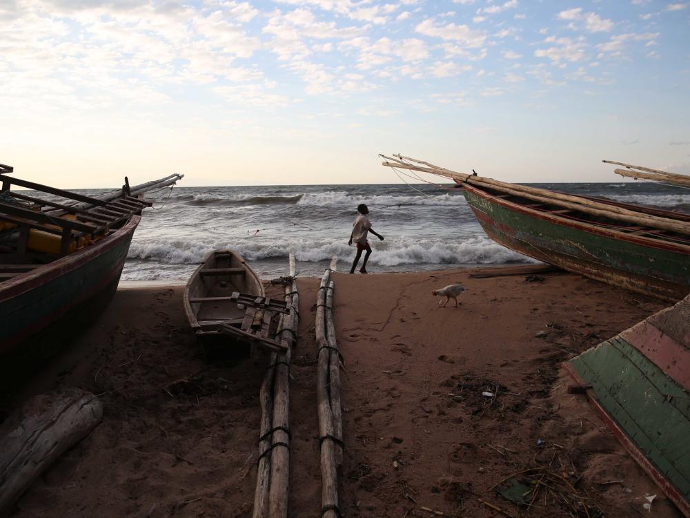 boats on the shore of Lake Tanganyika, DRC