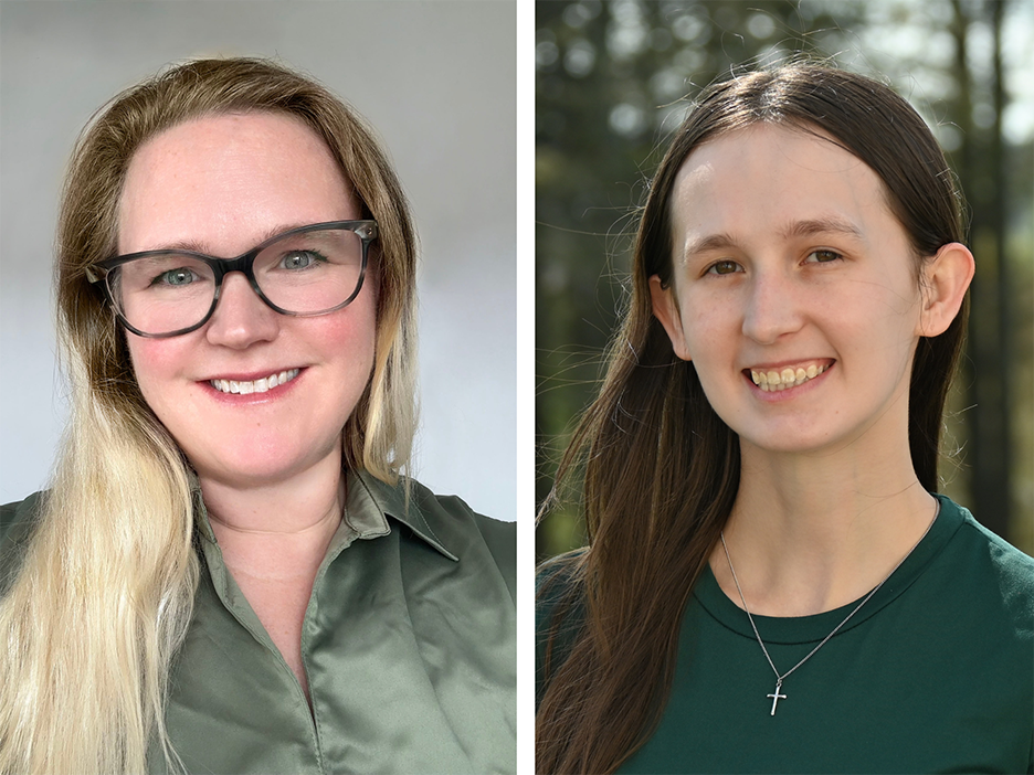 Headshots of two women placed next to each other with a line of white space between them.