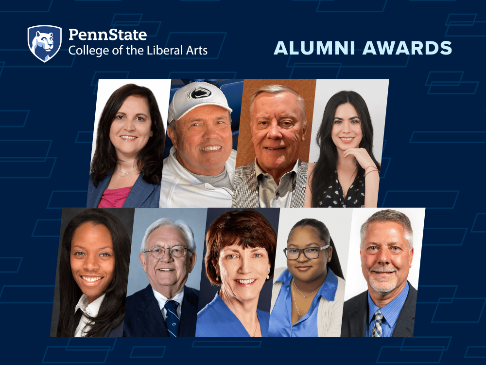 Photo collage of 2025 Penn State College of the Liberal Arts Outstanding Alumni Awards recipients