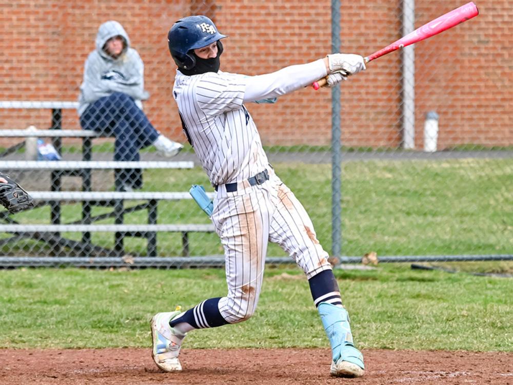 Penn State Altoona baseball player Tyreke Green at bat during a game