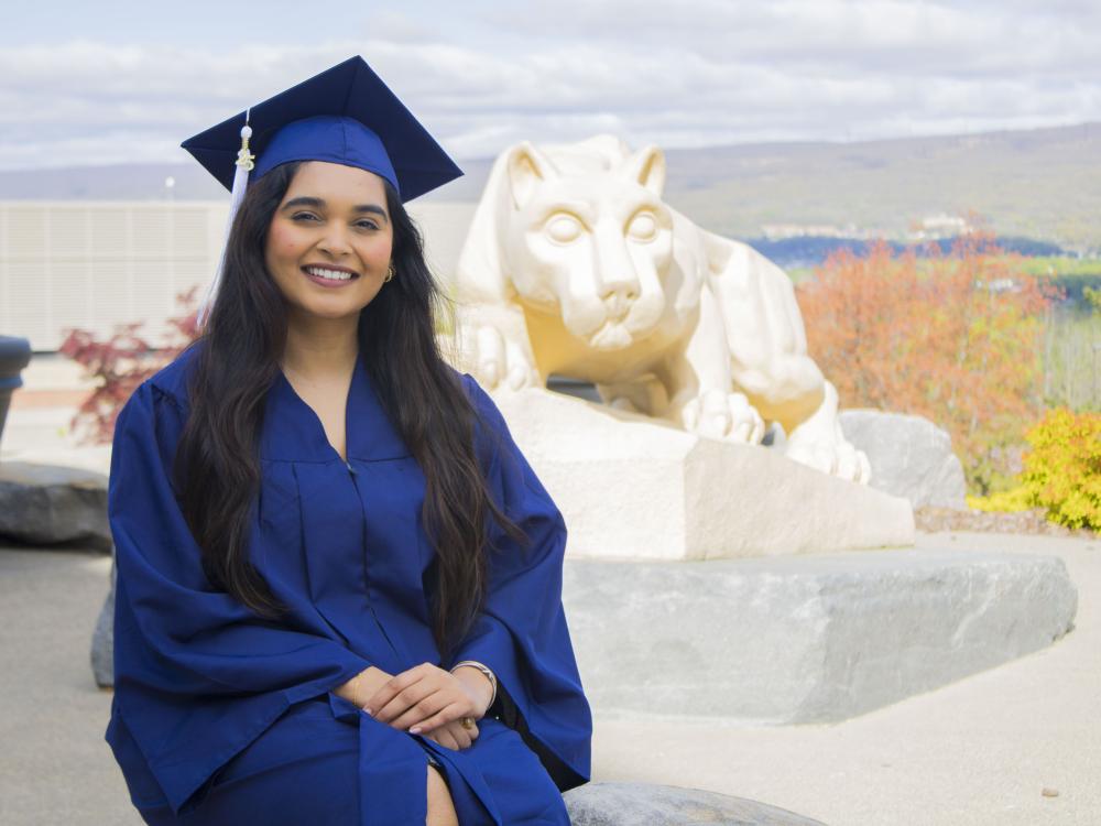 Student wearing commencement regalia