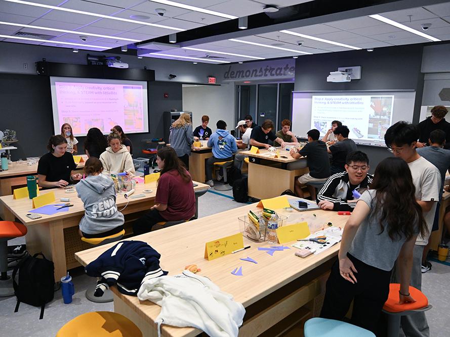 Students work in the Krause Pedagogical Innovation Laboratory.