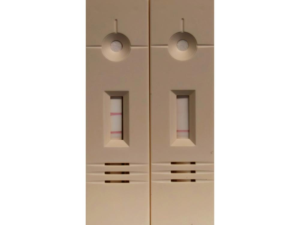 Close-up of side-by-side medical test devices