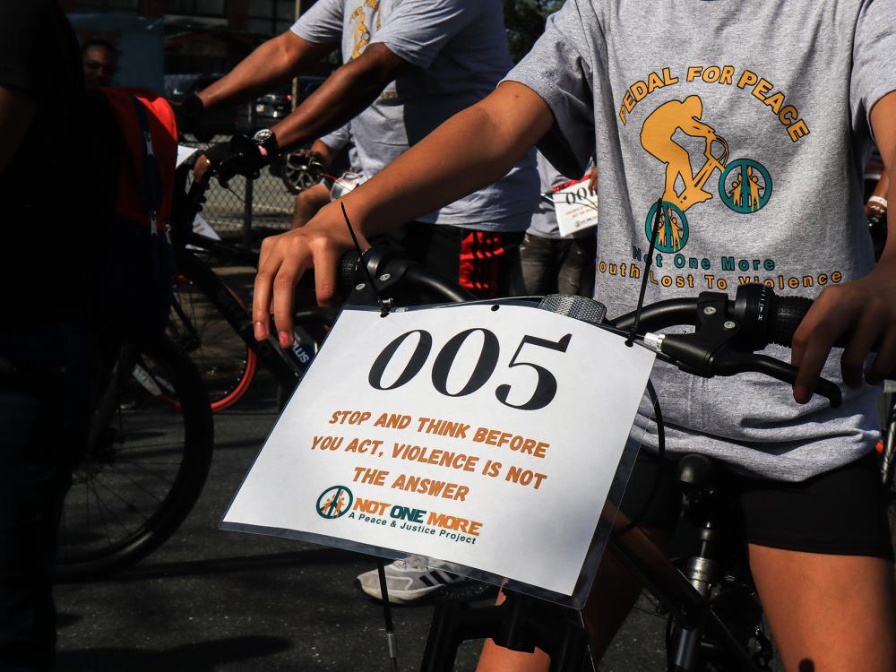 Photo of a student's bike with number in event.