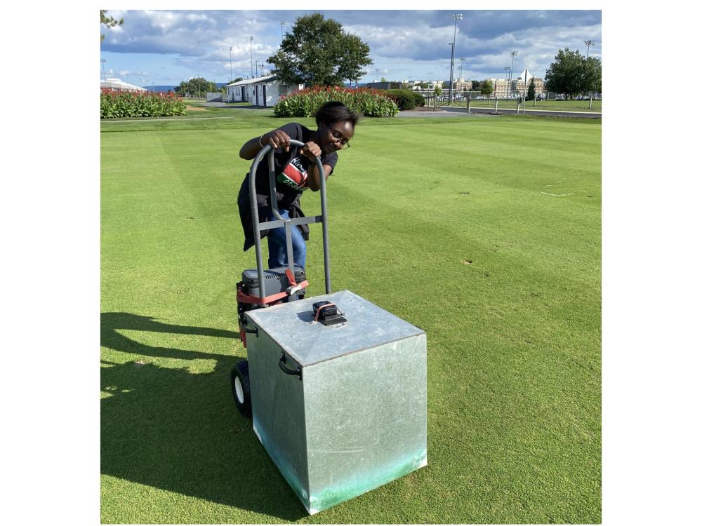 grad student on fairway