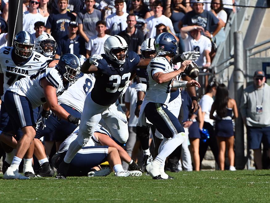 Penn State defender pursues quarterback