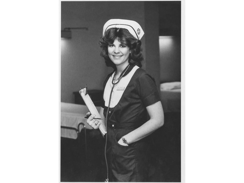 Leslie Treas, featured in the 1981 Penn State School of Nursing promotional brochure.