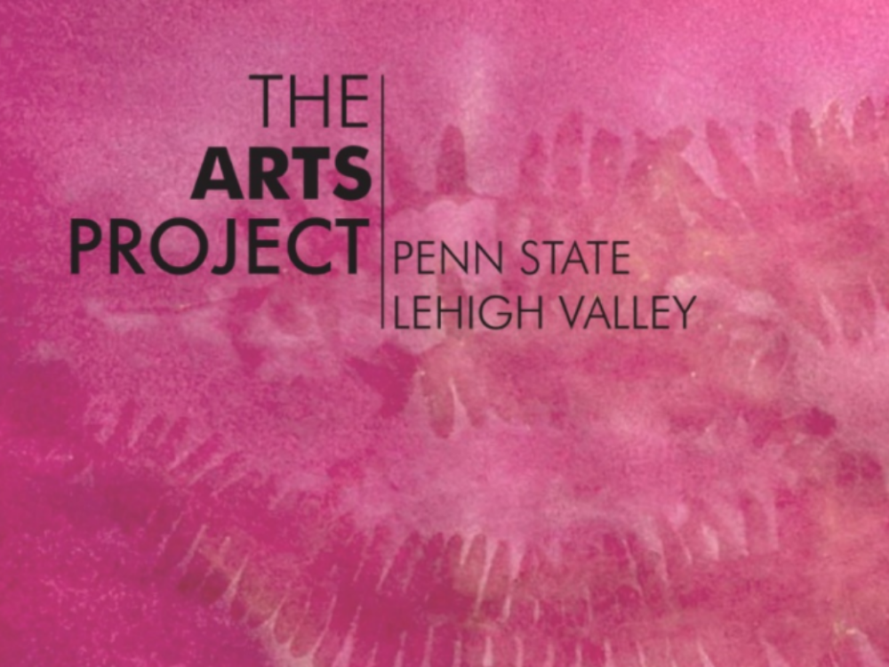 a pink tie-dye background with black font text