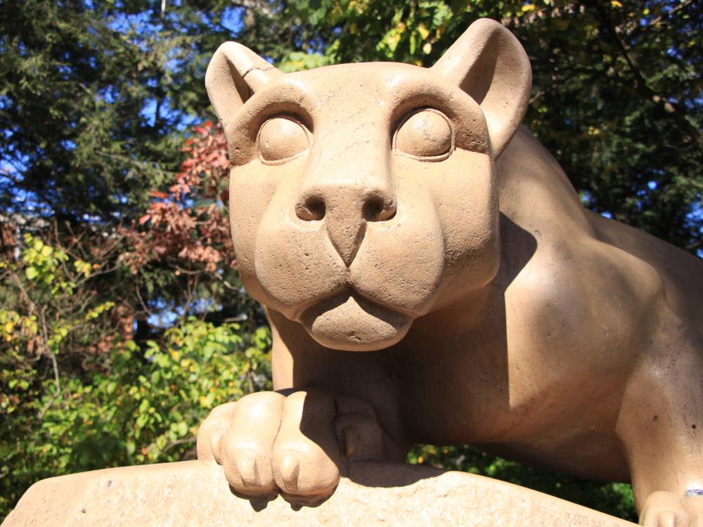 The Nittany Lion Shrine sits on Penn State's University Park campus.