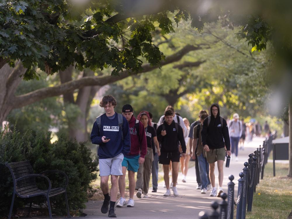Students walk on Penn State's University Park campus
