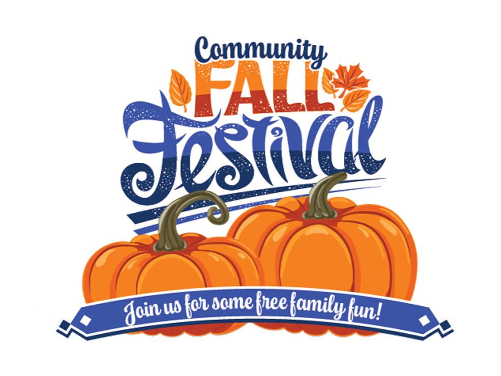 graphic of two pumpkins with Community Fall Festival written above them