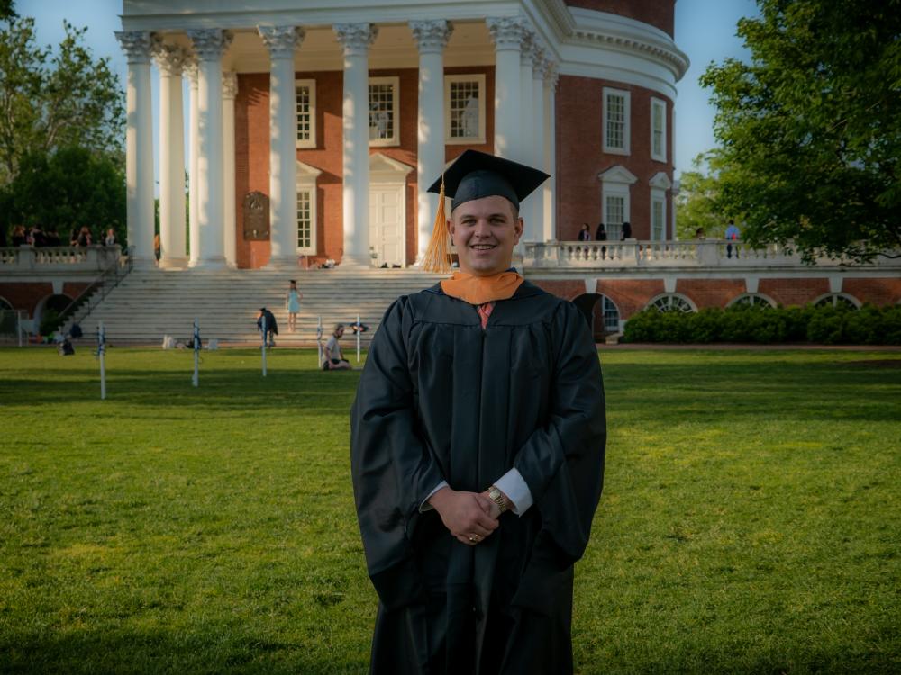 Parker Rohrbaugh graduating with his master of science in nursing from the University of Virginia.