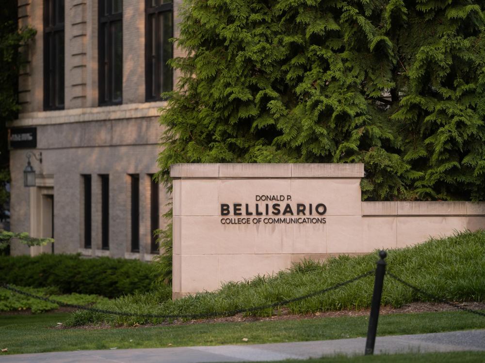 Brick sign saying Bellisario College of Communication