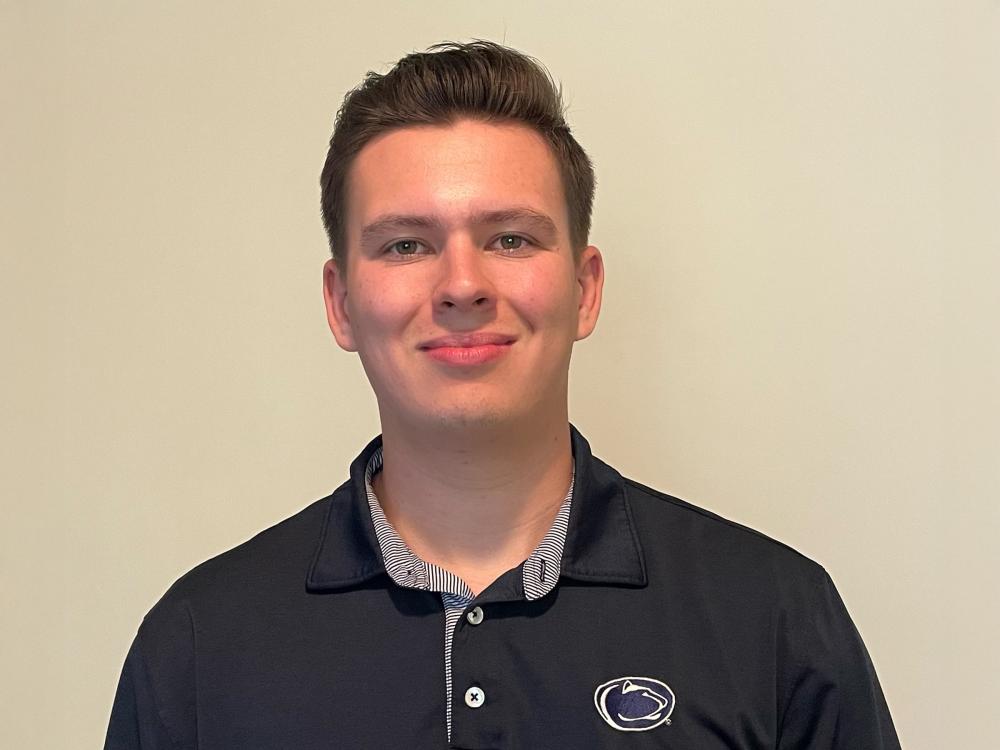 Brennan Manns poses for a headshot after being named the Joint Services Student Marshal for the Penn State College of Engineering fall 2025 commencement