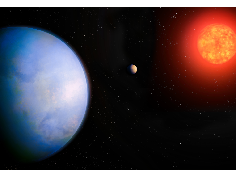 an illustration of a planet and a star
