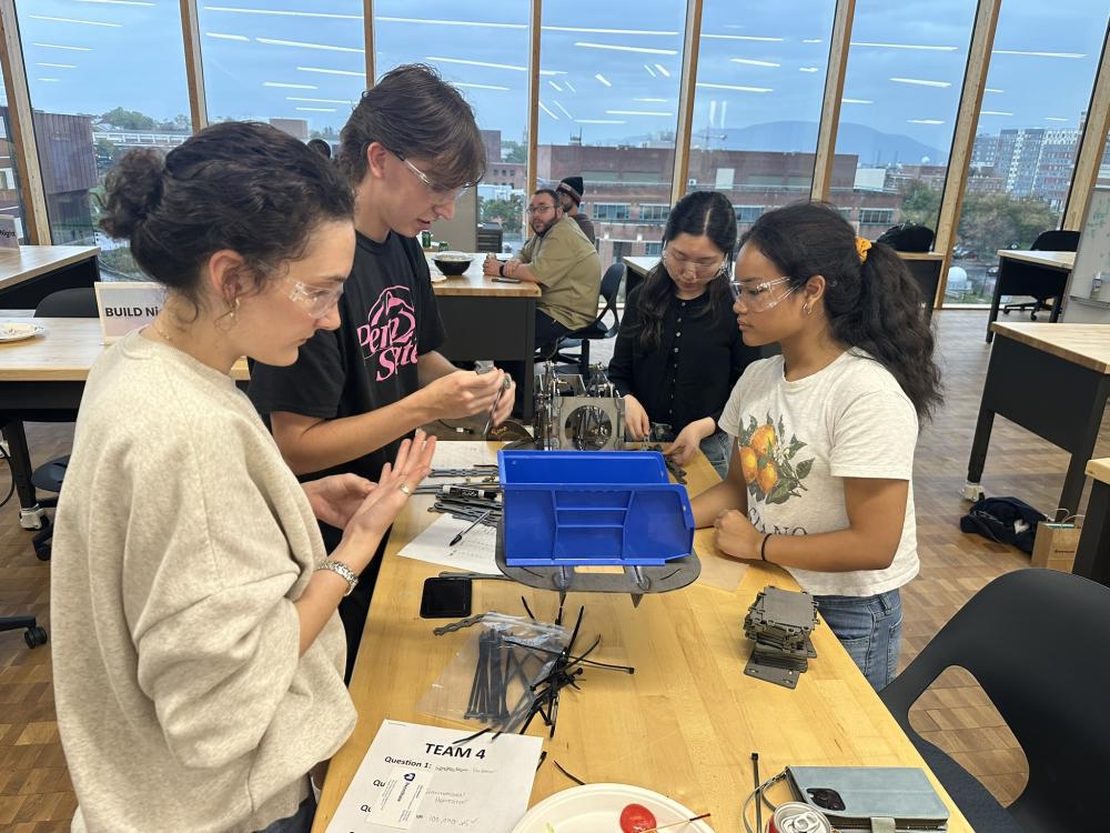 Students participating in “BUILD Night” challenge