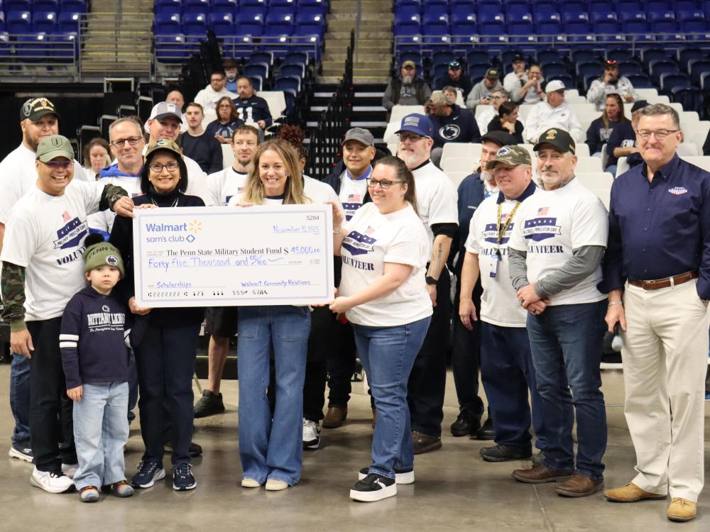 On Nov. 8 Walmart and Sam’s Club presented a check to Penn State of $45,000 in scholarship funding for military-connected students.