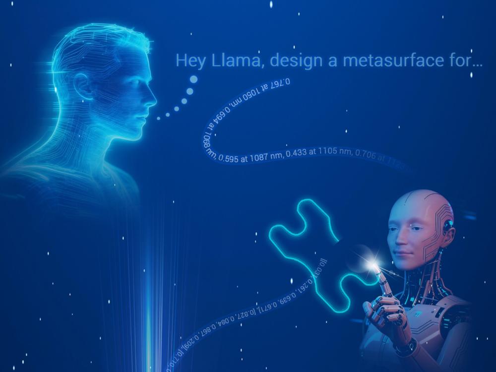 A visualization of an AI bot generating a metasurface design.