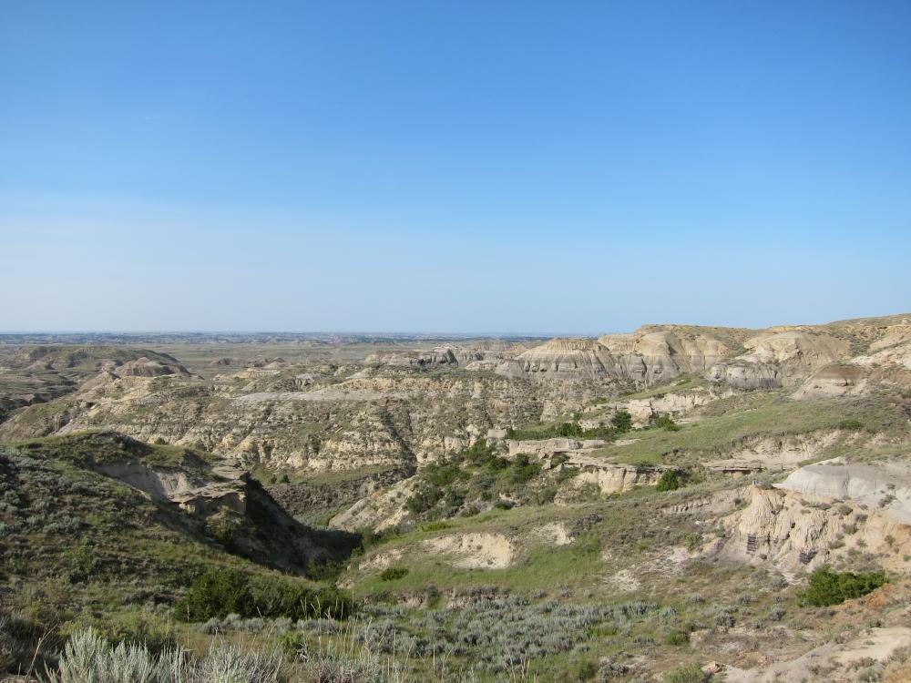 A rock formation on a clear blue day.