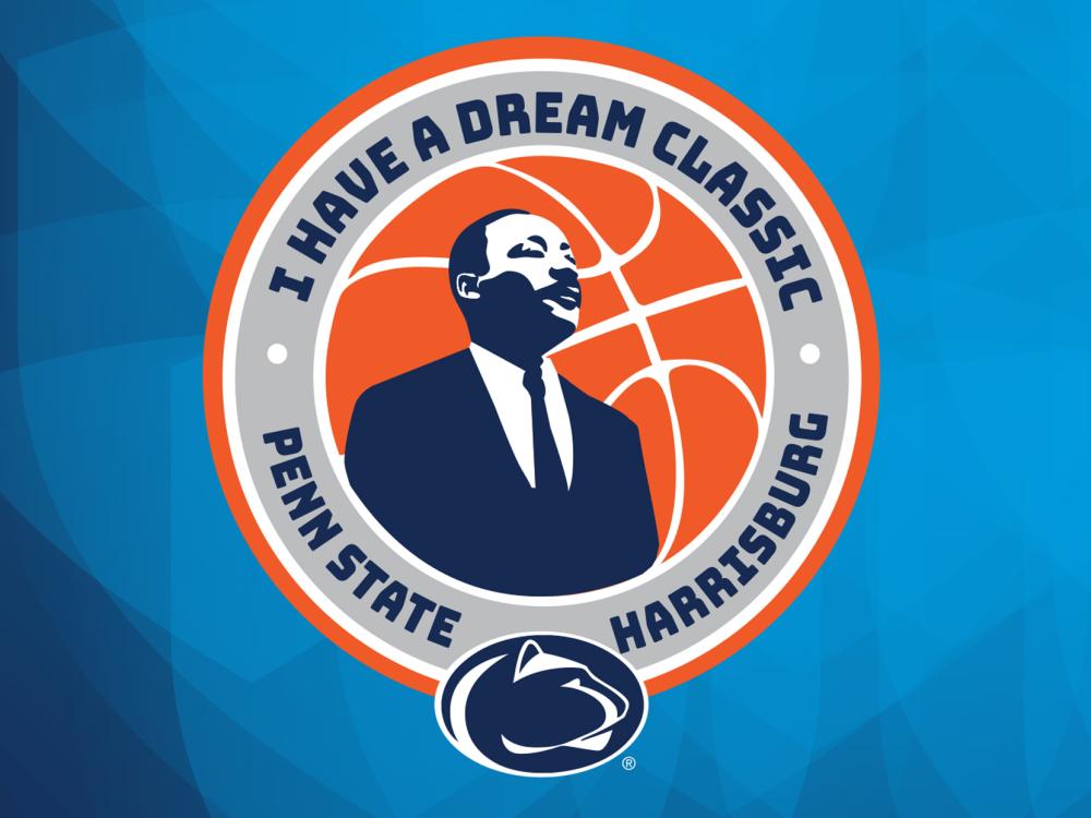 Logo featuring image of MLK, with the Penn State Athletics logo and the words I Have a Dream Classic Penn State Harrisburg