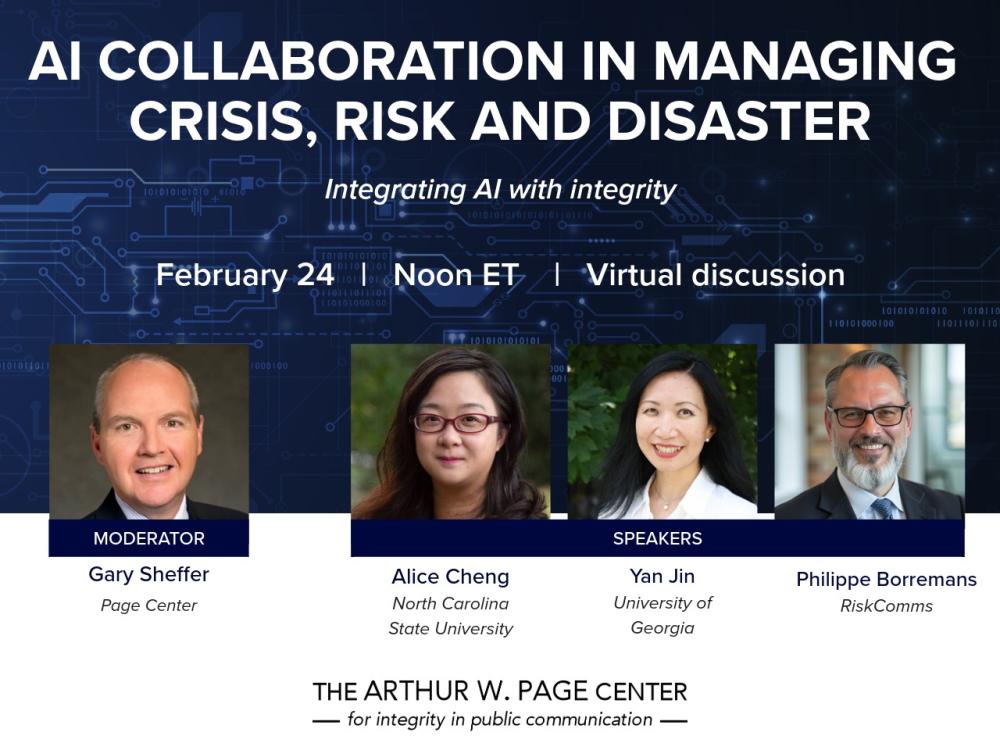 Title Card: Webinar on AI collaboration in managing crisis, risk and disaster.