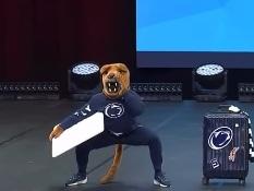 The Nittany Lion performs a skit