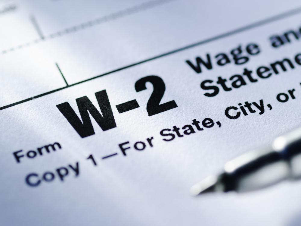A close-up of a W-2 tax form