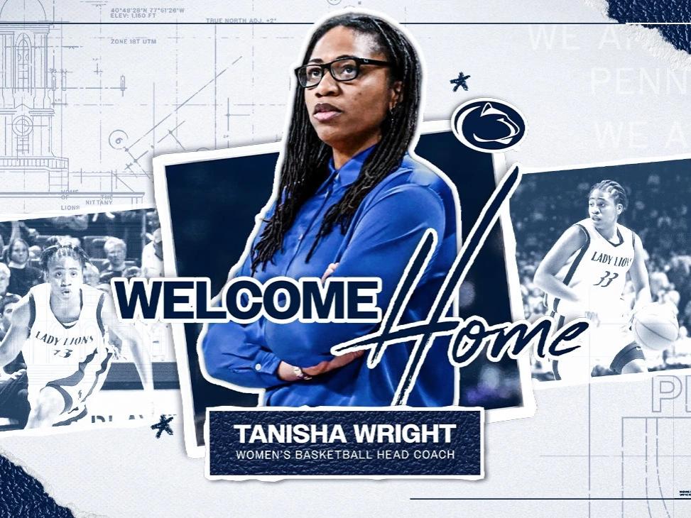 Tanisha Wright behind text that reads "Welcome home"