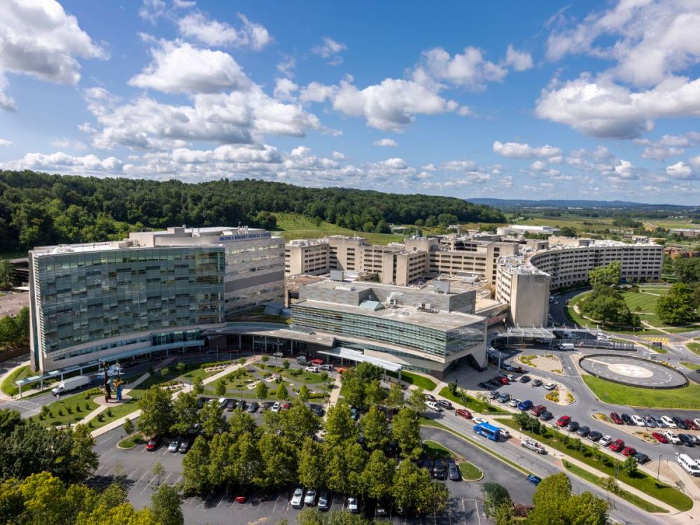 Aerial view of the Penn State Health Milton S. Hershey Medical Center campus. 