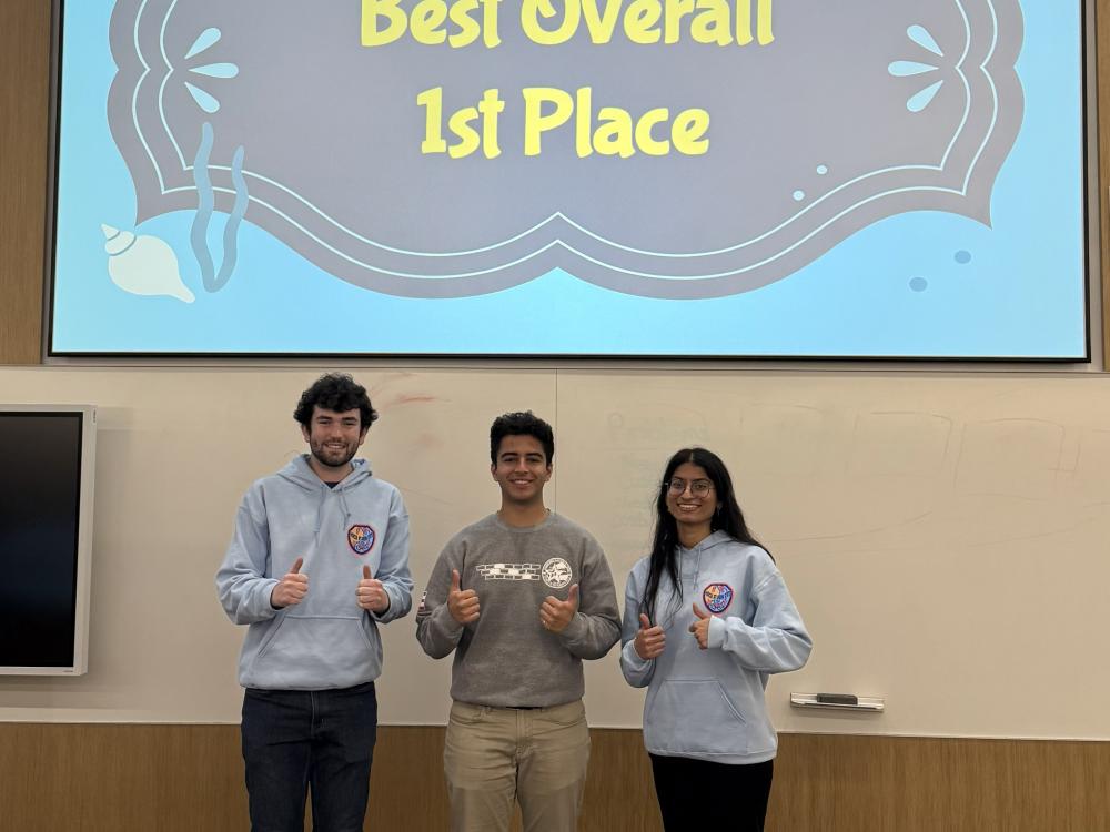 Aryan and his teammates at the Hackathon 2025