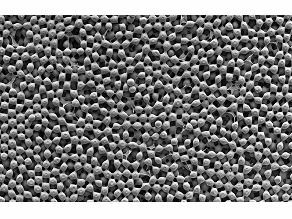 A zoomed in photo material taken from a microscope that showcases the material's unique, oxygen-rich structure.