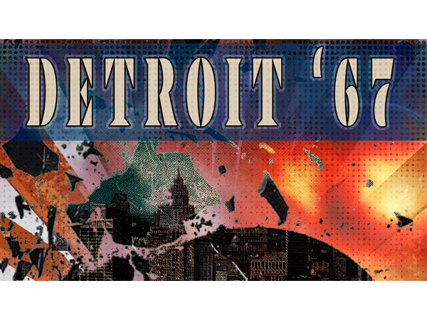Record exploding with "Detroit '67" title overlaid