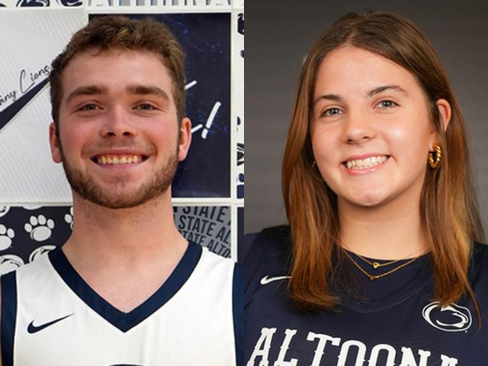 Headshots of basketball players Mason Kargo and Halle Kuzminski