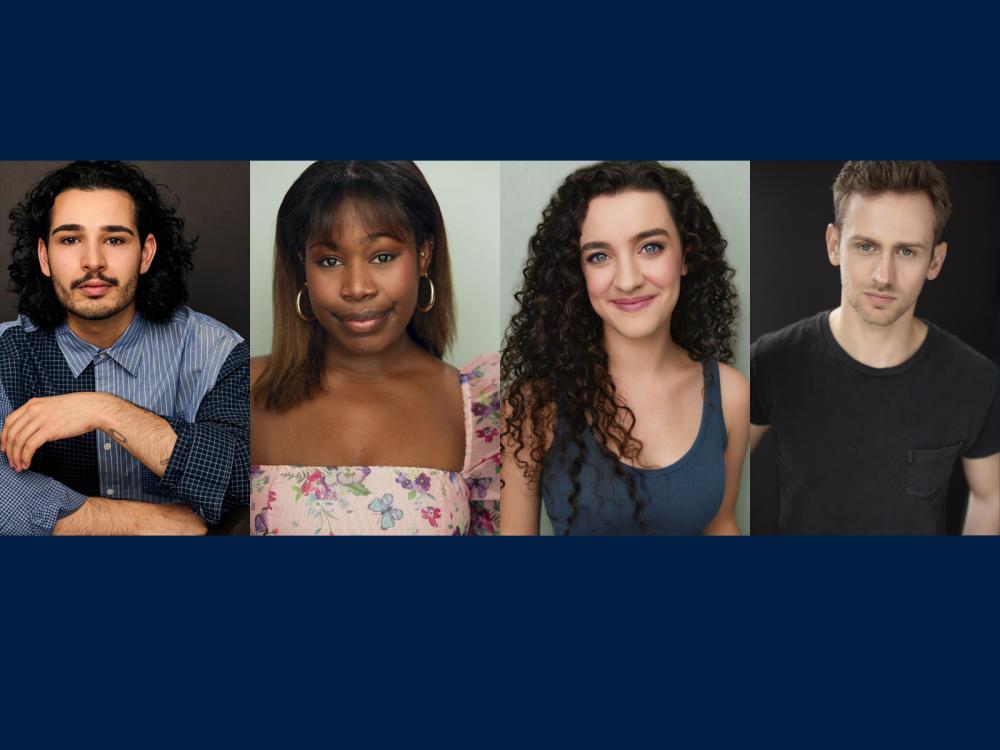 A composite image of headshots of four School of Theatre alumni