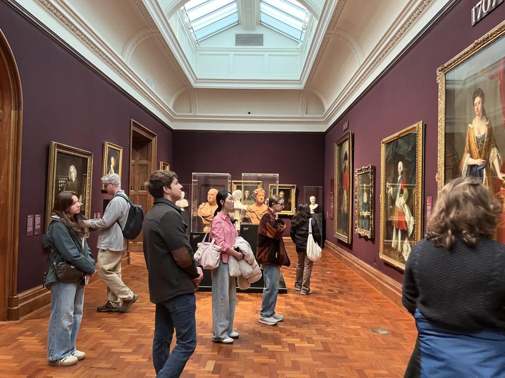 Penn State students taking a study-abroad embedded course on museums tour London's National Portrait Gallery over spring break.