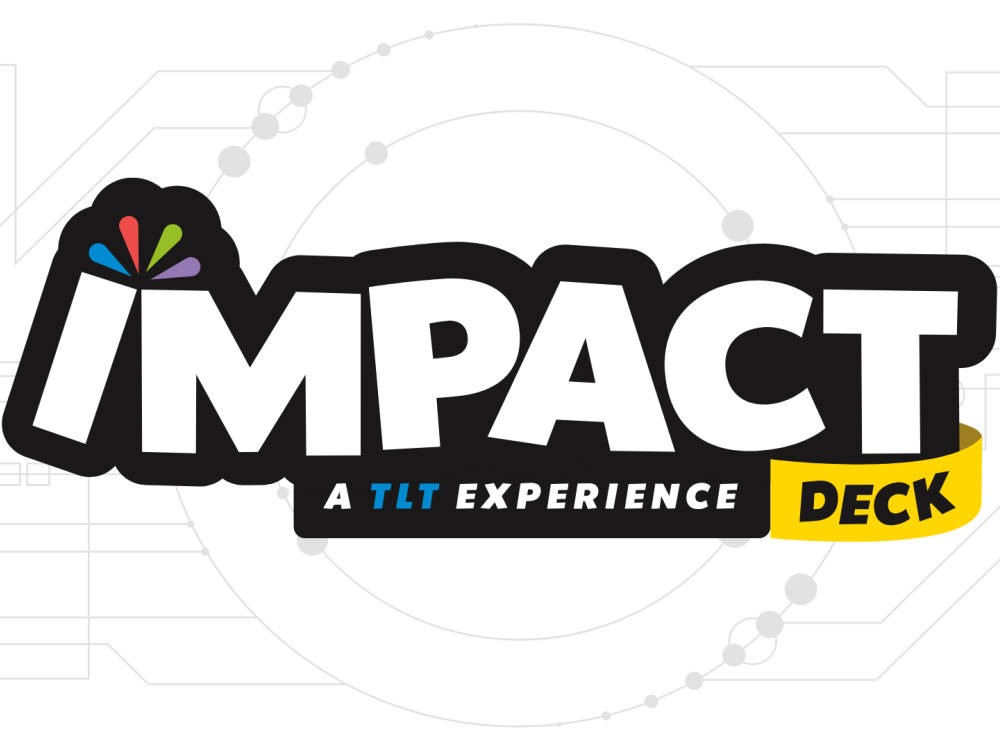 The IMPACT Deck card game logo features an intricate circuitry design.
