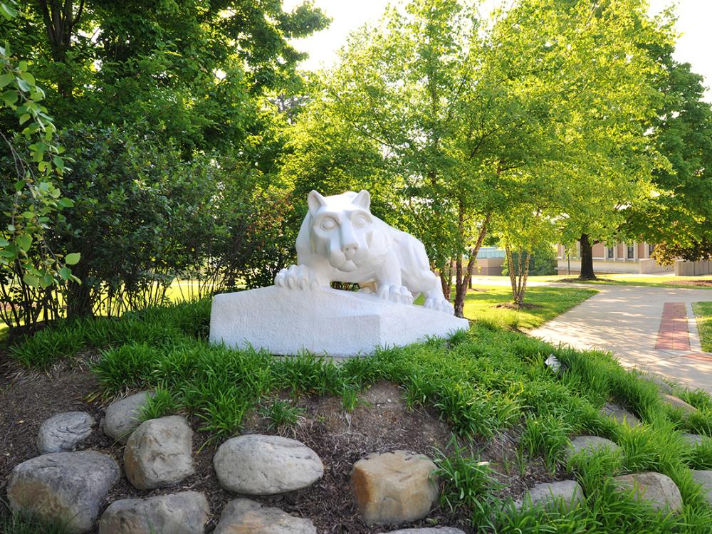 A photo of the Nittany Lion Shrine at Penn State Beaver