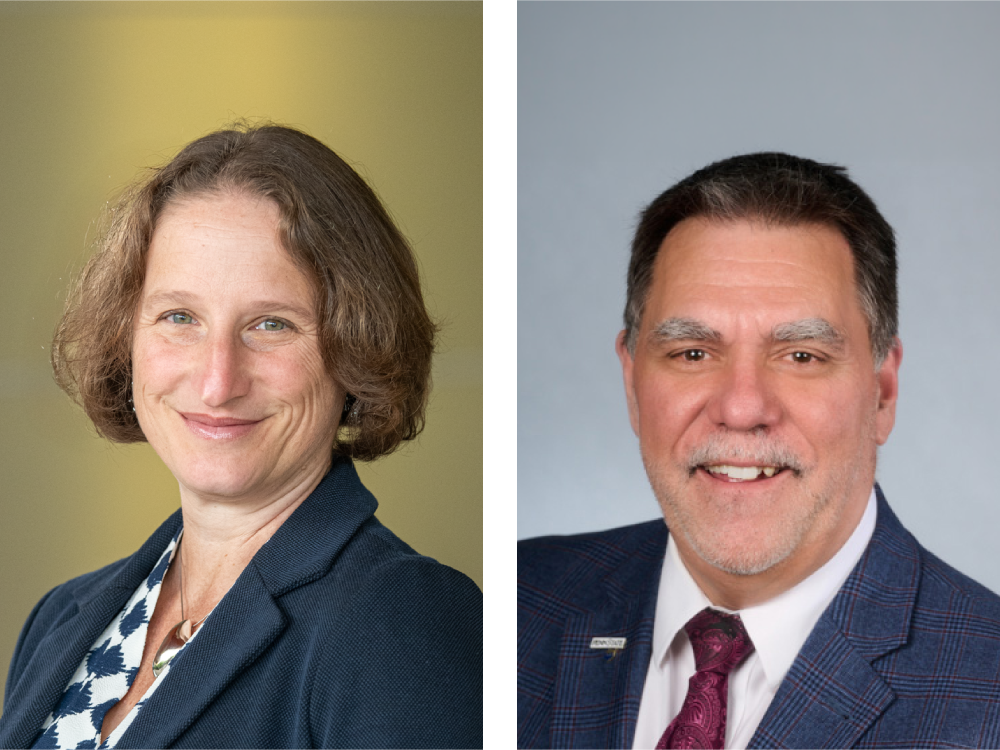 Headshot grid of Tracy Langkilde (left) and Michael Verderame (right)