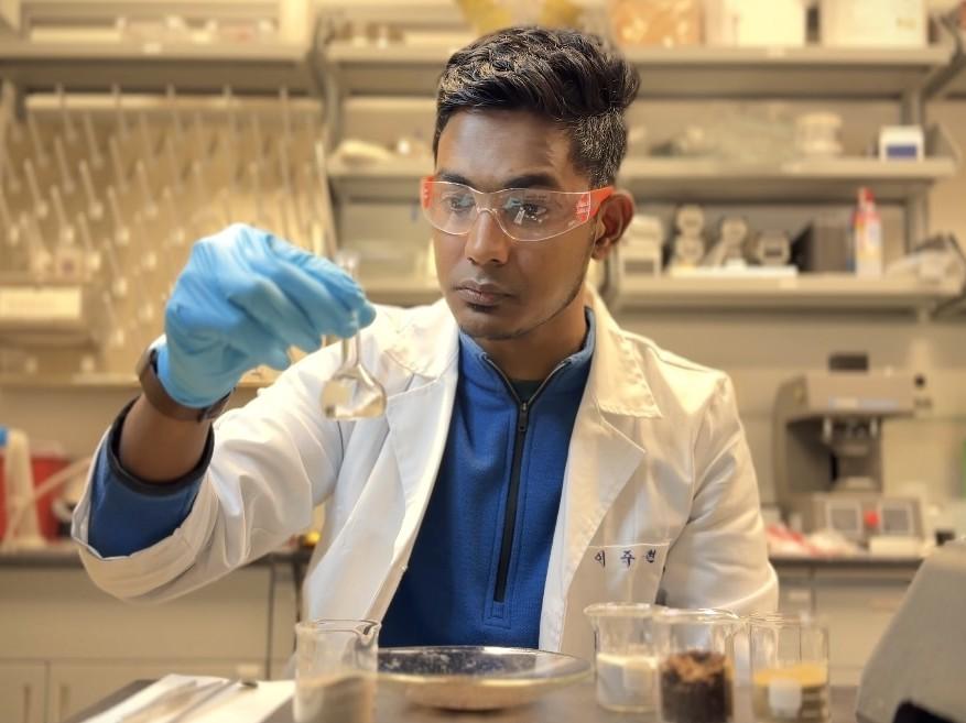 Young man working in a lab