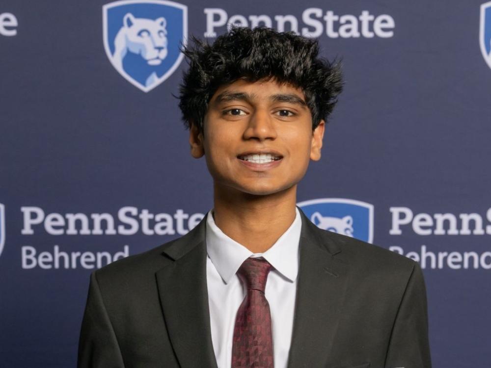 A portrait of Penn State Behrend student Abhirath Baiju