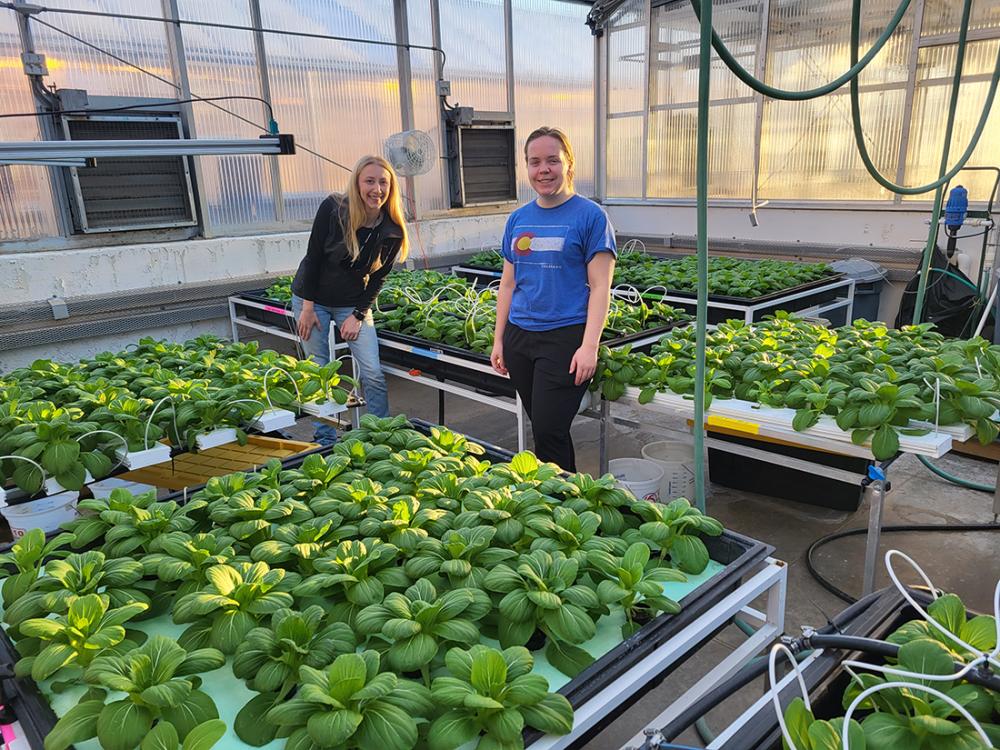 2 researchers with plants