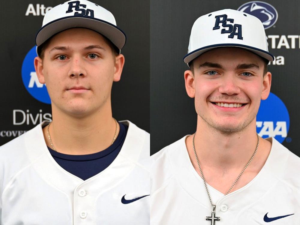 Headshots of baseball players Owen Dombrosky and Jonathan Rauch